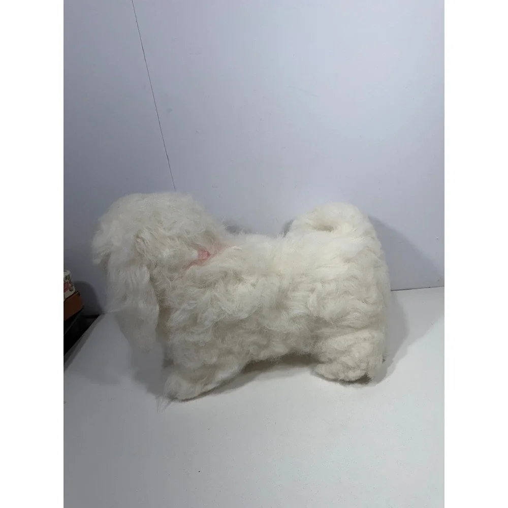 Vintage White Shaggy Plush Dog Stuffed Animal Maltese Bichon Frise Style
